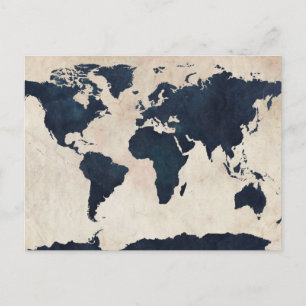 Cartão Postal Marinho do Mapa Mundial