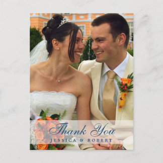 Cartão Postal marinho personalizado de foto de fosco de casament