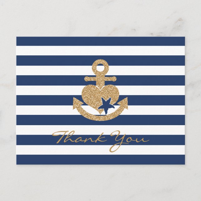Cartão Postal Marinho postal e Dourado (Frente)