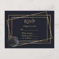 Marinho RSVP e Dourado com Marinho e Rosas de vidr