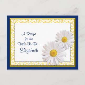 Cartão Postal Marinho Shasta Daisy Recipe Card para a noiva