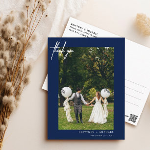 Cartão Postal Marinho simples Blue Photo Modern (Foto Azul Moder