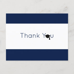 Cartão Postal Marinho White Bold Graduação Obrigado