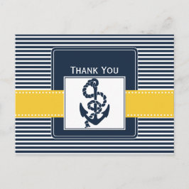 Cartão Postal marinhos, âncora, casamento náutico Obrigado