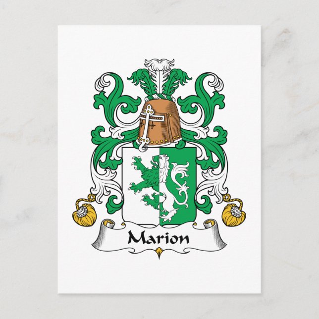 Cartão Postal Marion Family Crest (Frente)