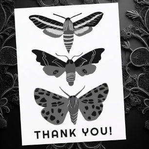 Cartão Postal Mariposas Mágicas Místicas Preto e Branco OBRIGADO