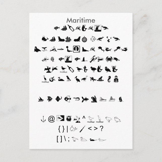 Cartão Postal Maritime - Zazzle Font Sample Sheet com guia (Frente)