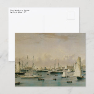 Cartão Postal Marítimo Antigo, Esquadra de Iates no Porto de New