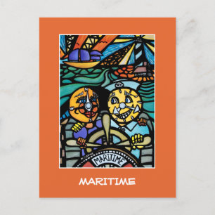 Cartão Postal Marítimo Em Laranja - Peças Horárias