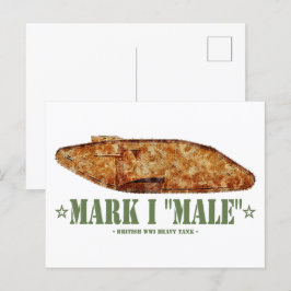 Cartão Postal Mark I Male World War One British Heavy Tank WI