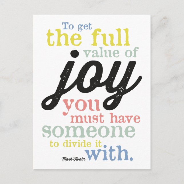 Cartão Postal Mark Twain - Alegria (Frente)