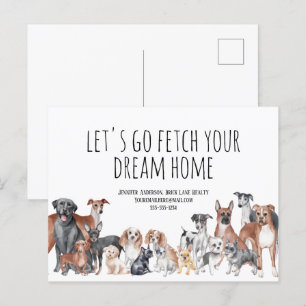 Cartão Postal Marketing de Criação de Cães Imobiliários