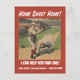 Cartão Postal Marketing Funny Retro Baseball Realator