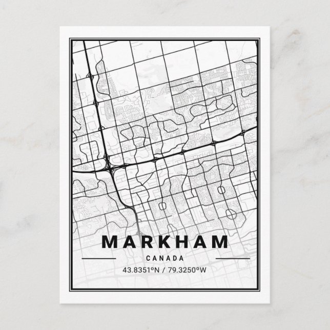 Cartão Postal Markham Ontario Canada Viagem Map Poster (Frente)