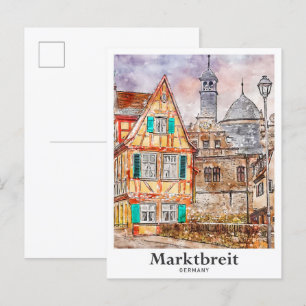 Cartão Postal Marktbreit Alemanha Viagem Watercolor