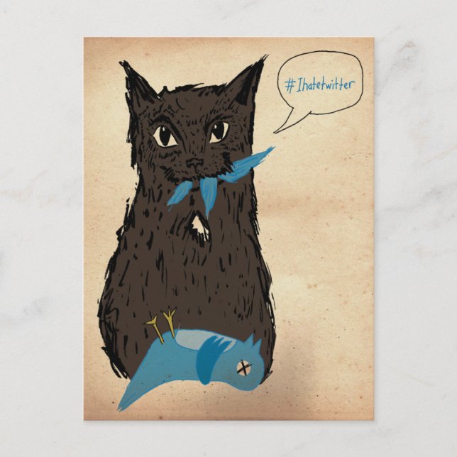 Cartão Postal Marley Fish Odeia Twitter (Frente)