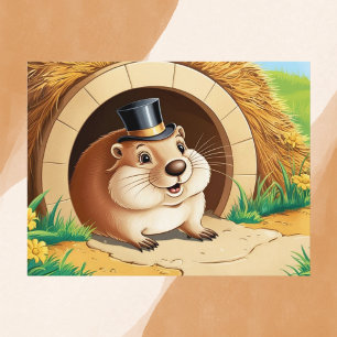 Cartão Postal Marmoço alegre com chapéu superior