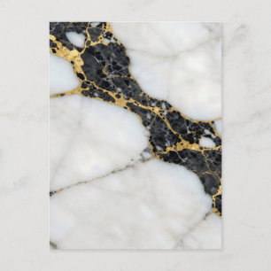 Cartão Postal Mármore Luxo Preto Branco Dourado
