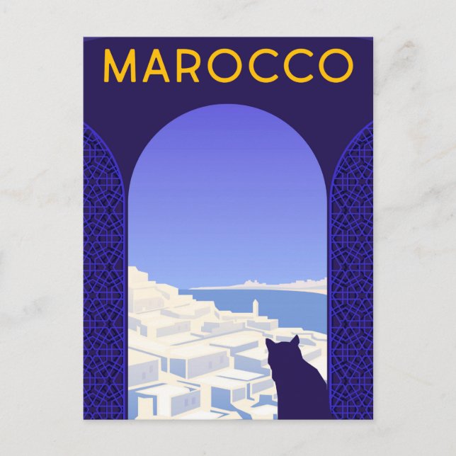Cartão Postal *~* Marocco Marrocos Cartão-postal Cat Windows Led (Frente)