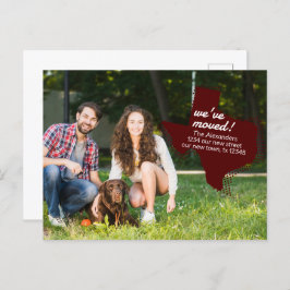 Cartão Postal Maroon Nós nos mudamos - Dotted Texas Moving