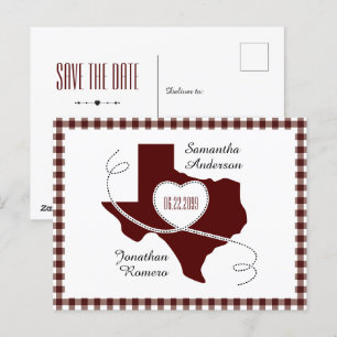 Cartão Postal Maroon Texas Curling Ribbon Salvar Data