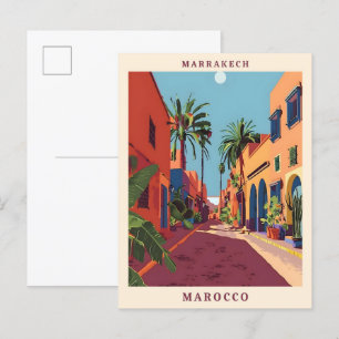 Cartão Postal Marrakech Marocco - Viagens vintage Elegante de Ar