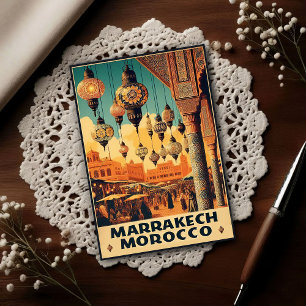 Cartão Postal Marrakech Marrocos Mercado de Viagens Vintage 
