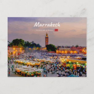 Cartão Postal Marrakesh, Marrocos - Praça Jemaa el Fnaa