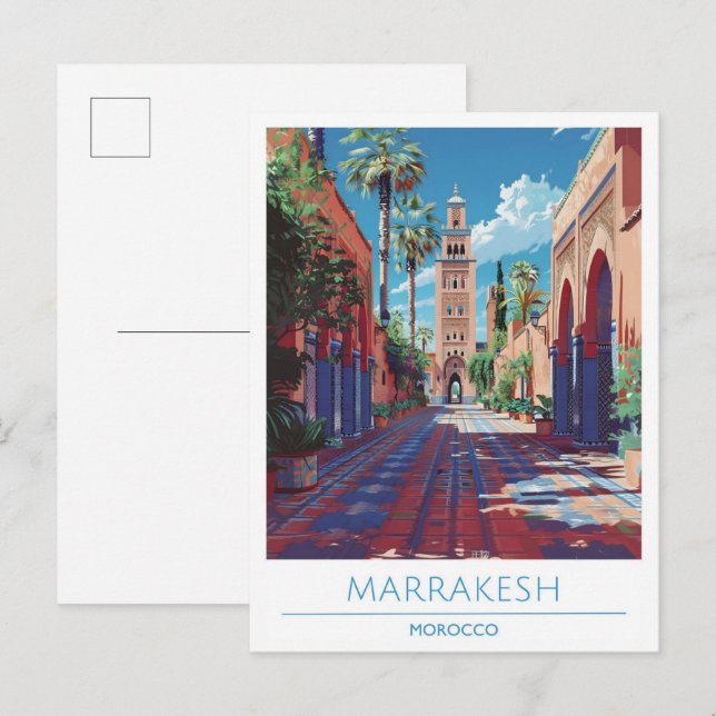 Cartão Postal Marrakesh Viagem no Marrocos (Frente/Verso)