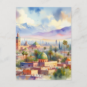 Cartão Postal Marrocos Cityscape Watercolor