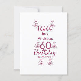 Cartão Postal Marrom branco floral rosa claro shhhh 60 anos nome