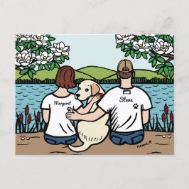 Cartão Postal Marrom da família Labrador amarelo personalizado S