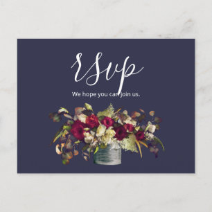 Cartão Postal Marsala e Ivory Watercolor Rosa   RSVP de Marinhos