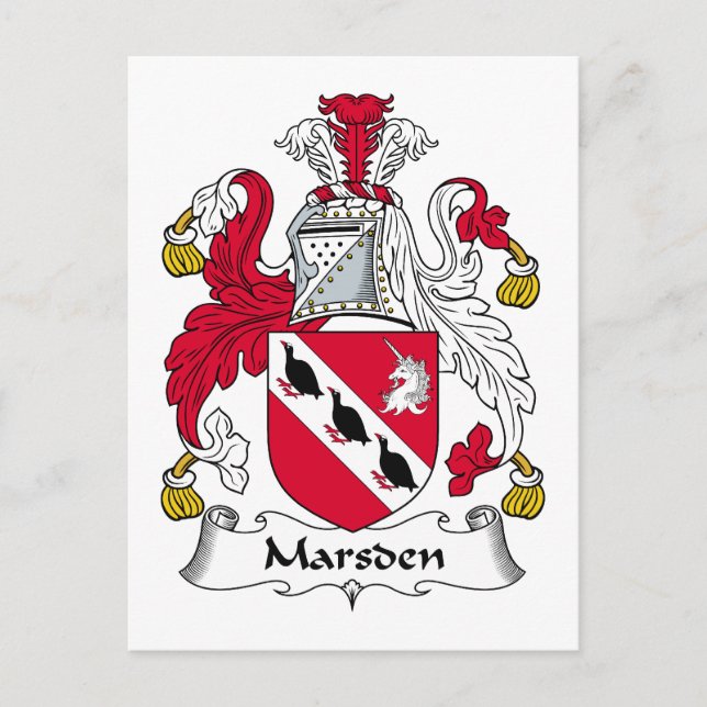 Cartão Postal Marsden Family Crest (Frente)