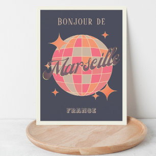 Cartão Postal Marseille França festa viagem bonjour bola de disc