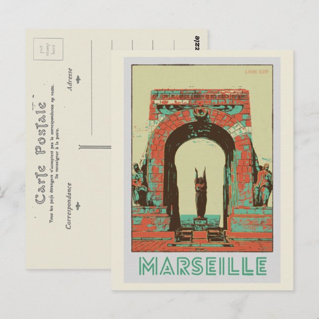 Cartão Postal Marselha A ilustração Porte d’Orient França (Frente/Verso)