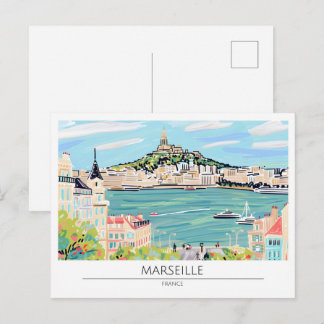 Cartão Postal Marselha França Arte Vintage Viagem