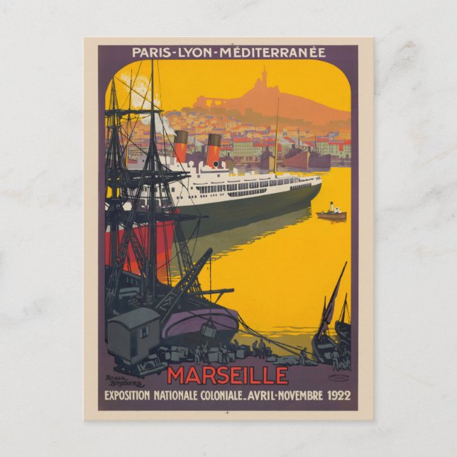 Cartão Postal Marselha França Poster vintage 1922 (Frente)