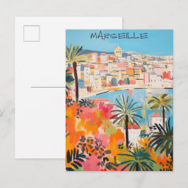 Cartão Postal Marselha França Viagem Cidade Pintura Estética