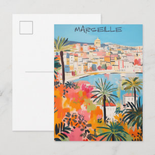 Cartão Postal Marselha França Viagem Cidade Pintura Estética
