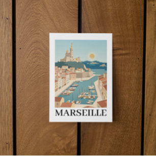 Cartão Postal Marselha França Viagem Minimalista Vintage