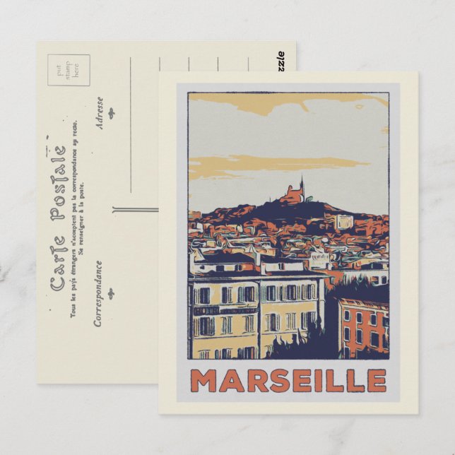 Cartão Postal Marselha Notre-Dame-de-la-Garde França (Frente/Verso)