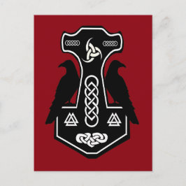 Cartão Postal Martelo Celta Pagan Thor com Ravens