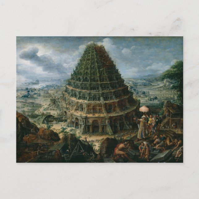 Cartão Postal Marten van Valckenborch - A Torre de Babel (Frente)