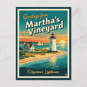 Cartão Postal Martha's Vineyard MA, Farol de Edgartown