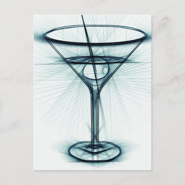 Cartão Postal Martini Glass Sketch (Frente)