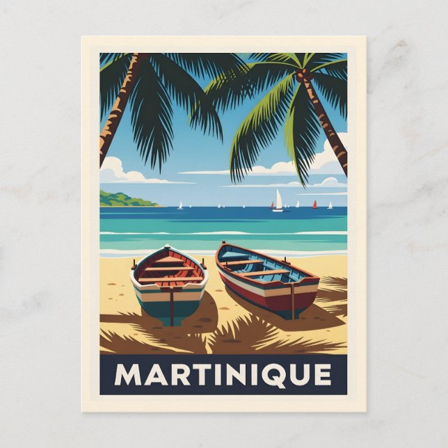 Cartão Postal Martinique Tropical Paradise, Vintage Beach Travel (Frente)