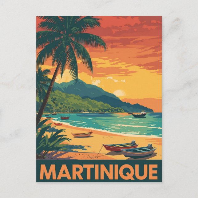 Cartão Postal Martinique Vintage Beach (Frente)