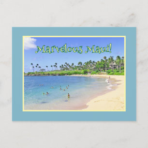Cartão Postal MARVELOUS MAUI/ Cartão-postal de praia com palmeir