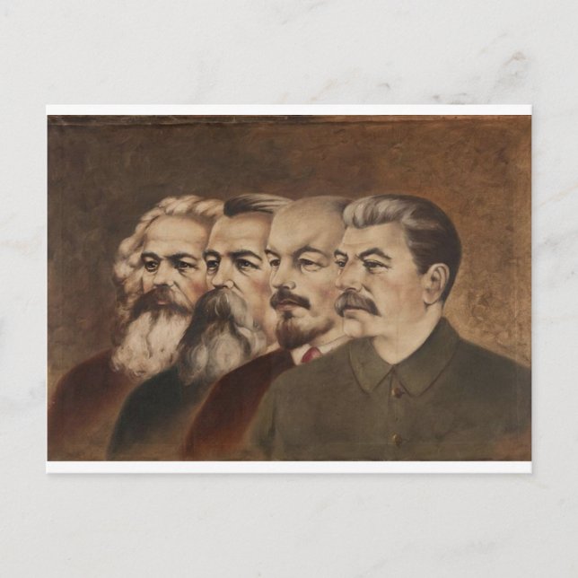Cartão Postal Marx, Engels, Lenin e Stalin (Frente)